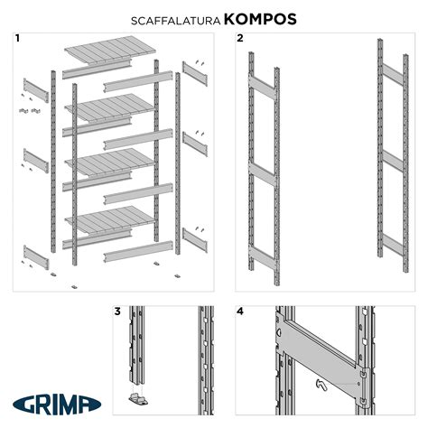 Scaffale In Metallo 3 Ripiani Kompos L 180 X P 60 X H 200 Cm Portata