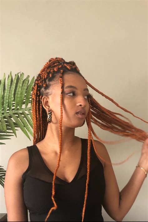 Burnt Orange Box Braids Black Girl In Ginger Hair Color Hair