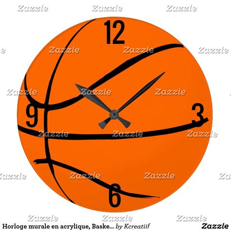 Horloge Murale En Acrylique Basketball Horloge Murale Parement