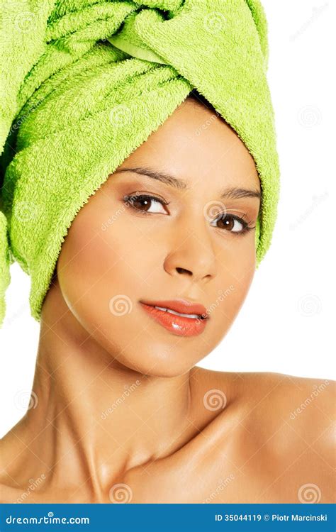 Portrait Of Beautiful Naked Woman With Turban Stock Image Image Of