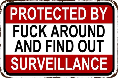 Amazon Protected By Fuck Around And Find Out Surveillance Funny No Trespassing Metal Tin