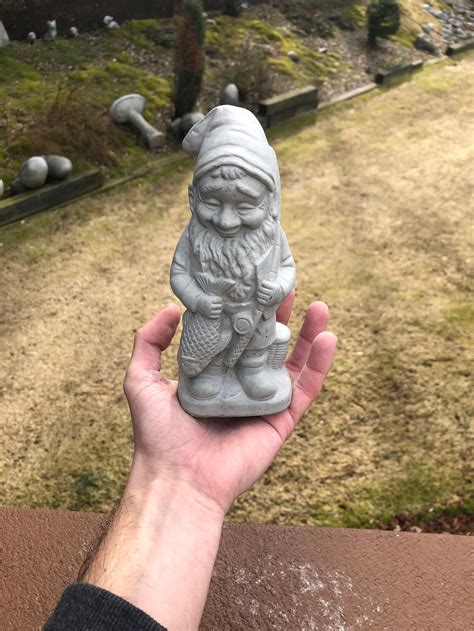 Cement Garden Gnome Gnome Statue Concrete Fishing Gnome Etsy