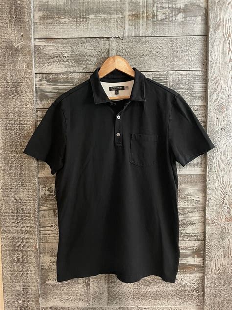 Banana Republic Performance Pique Polo Shirt Black Mens Size Large Guc👕 Ebay