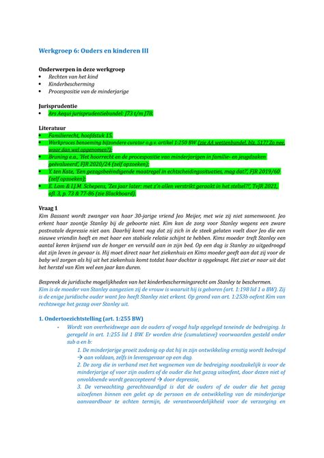 Werkgroepopdrachten Week 6 Werkgroep 6 Ouders En Kinderen III