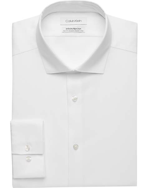 Calvin Klein Infinite Non Iron Slim Fit Stretch Collar Dress Shirt White Mens Suits Mens