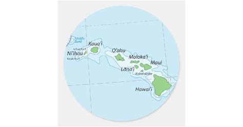 Hawaiian Island Chain Map Classic Round Sticker | Zazzle