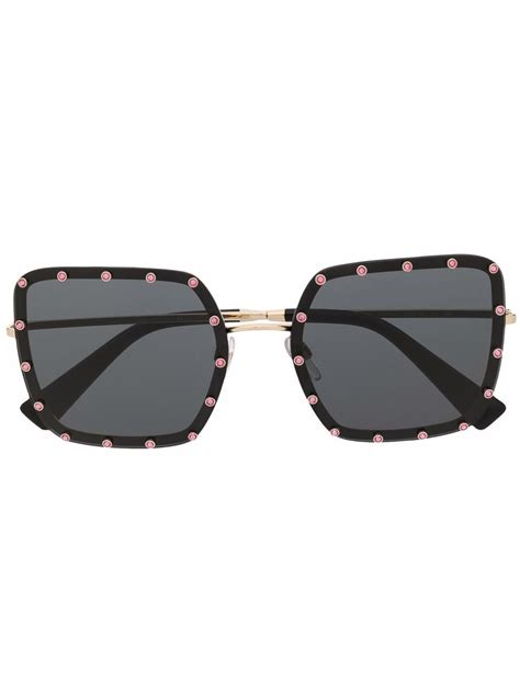 Valentino Eyewear Rhinestone Embellished Oversized Frame Sunglasses