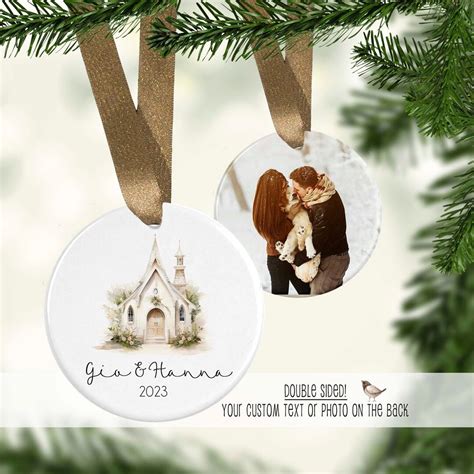 Custom Wedding Chapel Ornament, Personalized Photo First Christmas ...