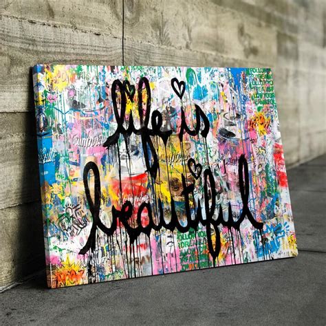 Banksy Life Is Beautiful Wall Art Banksy Canvas Wall Art Etsy