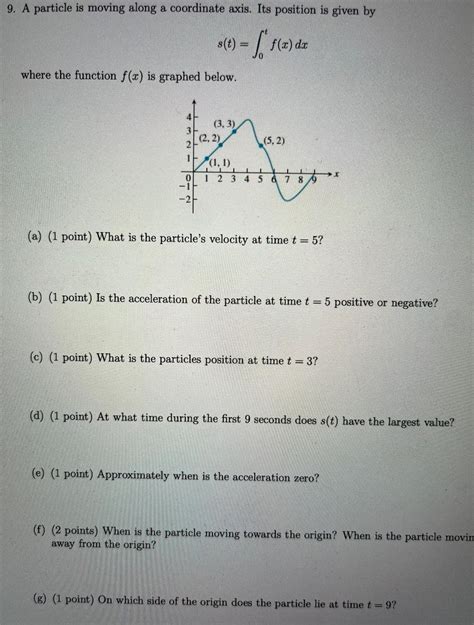 [answered] 9 A Particle Is Moving Along A Coordinate Axis Its