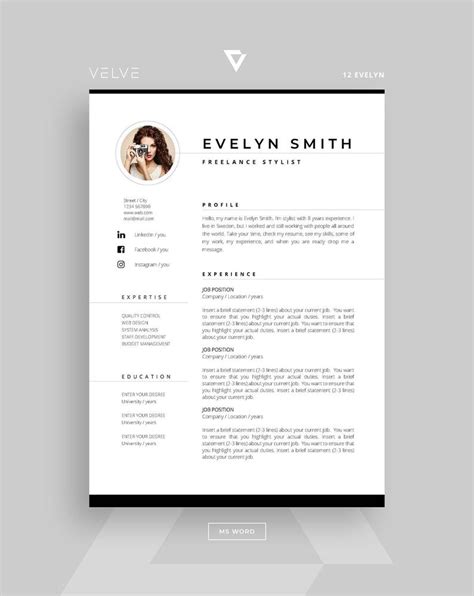 Resume Cv 3 Page Template Cover Letter Instant Download Etsy Cv