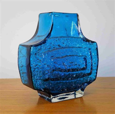 Whitefriars Blue TV Vase By Geoffrey Baxter Mark Parrish Mid Century