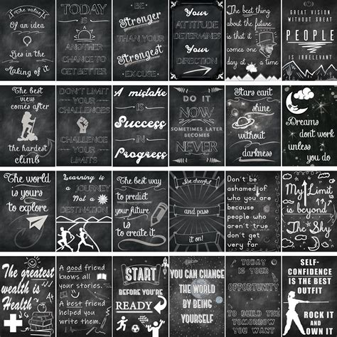 Motivational Posters For Classroom And Office Decorations Set Of 24 Creative Chalkboard Designs