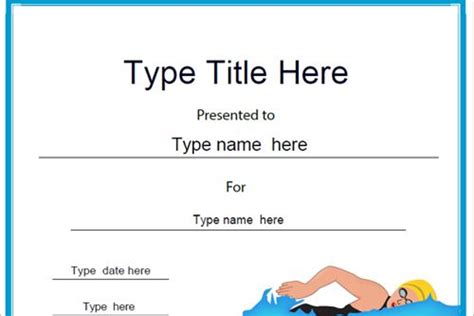 Free Swimming Certificate Templates Samples Designs Formats