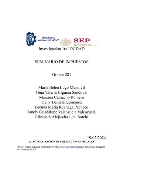 Copia De Copia De Copia De Seminario De Impuestos 4 Investigación 1ra