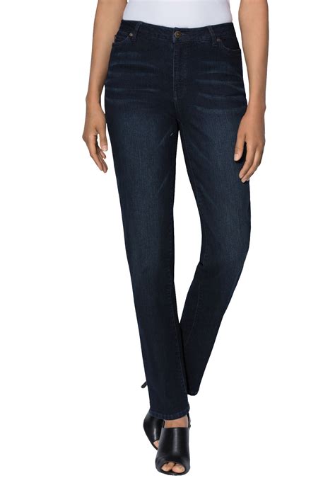 Roamans Womens Plus Size Straight Leg Jean With Invisible Stretch Jean