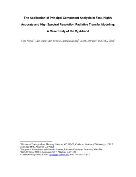 Pdf The Application Of Principal Component Analysis In Fast Highly Accurate And High Spectral