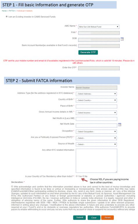 Update Your FATCA Declaration Online In 2 Min If You Are An Existing