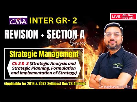 Learn Chapter Sm Revision Cma Inter Strategic Management By Ca