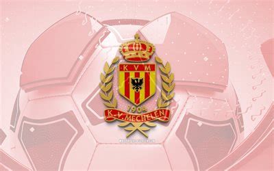 Descargar logotipo brillante de kv mechelen 4k fondo de fútbol rojo