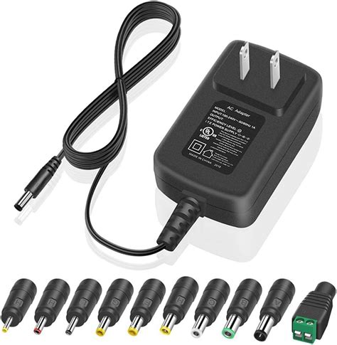 Buy 9V 2A Charger Power Cord 18W 10 Tips Switching AC Adapter UL Listed