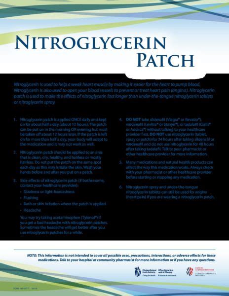 W-00777 Nitroglycerin Patch - Cardiac Sciences Manitoba