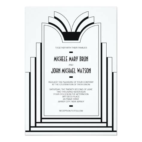 Elegant Art Deco Frame Retro Wedding Invitation Zazzle Art Deco