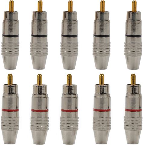 Buy Tls Eagle Rca Plug Solder Gold Audio Video Adapter Cable Connector Pack Of 10 Online At