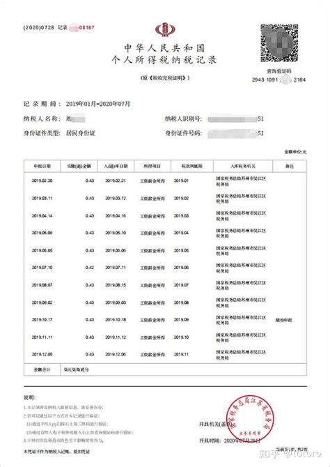 个人所得税纳税记录查询和打印 知乎