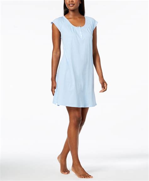 Miss Elaine Dotted Mesh Trim Nightgown Macys