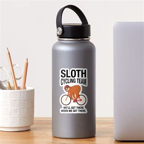 Sloth Cycling Team Lazy Sloth On Bicycle Sticker By Yakoazon