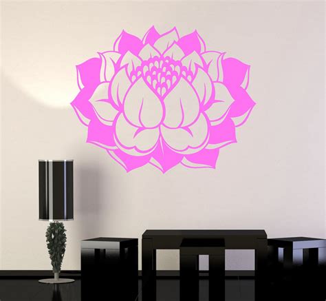 Vinyl Wall Decal Lotus Flower Yoga Buddhism Bedroom Decor Stickers Uni