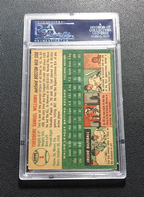 Topps Ted Williams Psa Vgex Centered Hof Boston Red Sox Ebay