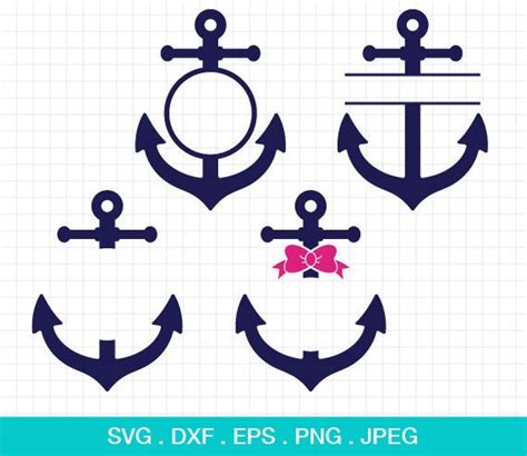 Anchor Svg Anchor Monogram Frames Svg Anchors Svg Nautical Etsy India