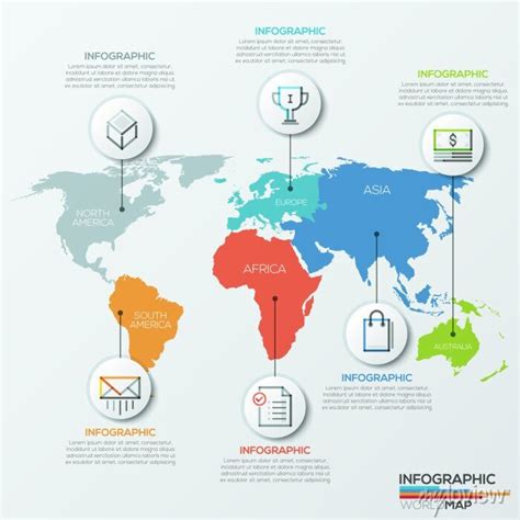 Vector world map illustration and infographics design template. posters ...