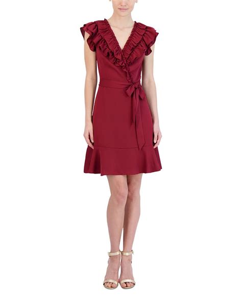 Bcbgmaxazria Womens Ruffled Tie Waist Fit And Flare Dress Macys