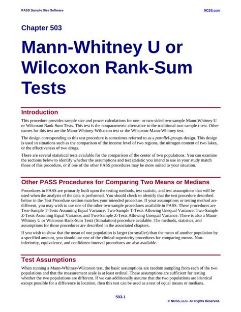 Pdf Mann Whitney U Or Wilcoxon Rank Sum Tests · Wilcoxon Rank Sum Test May Be Made Using The