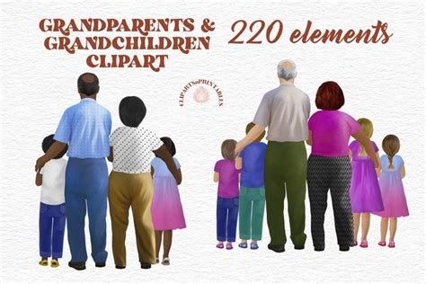 Grandparents and Grandchildren Clipart Family (1249282)