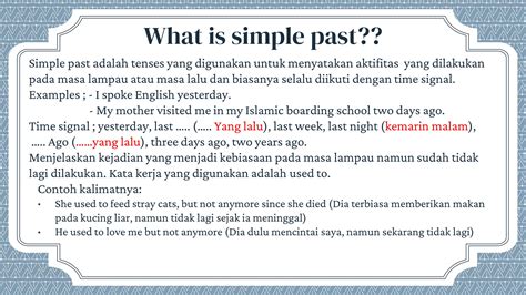 Simple Past Tenses Definition Examples Time Signal Pptx