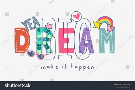 Dream Big Colorful Slogan Cute Icons Stock Vector Royalty Free 2247230045 Shutterstock