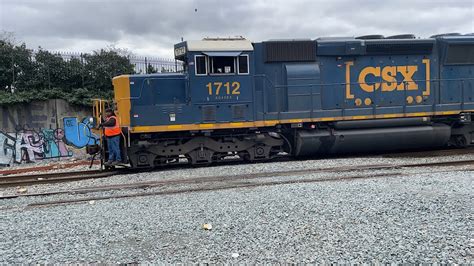 Eastbound CSX Y102 With SD40E3 Coupling And Departing For Oak Point