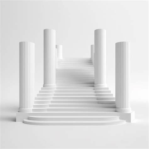 Premium Ai Image A White Staircase With Columns And Steps Leading To