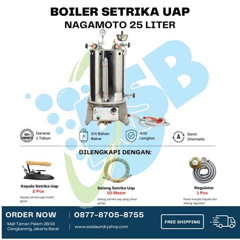 Jual Boiler Setrika Uap Otomatis Nagamoto Otomatis Komplit Tabung Dan