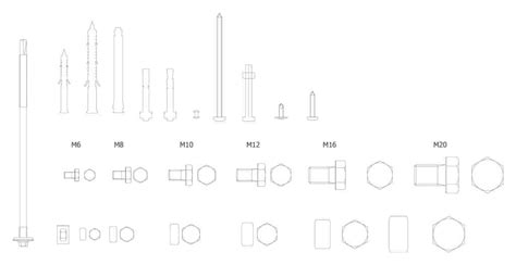bolts  nuts cad blocks  dshopfreecom
