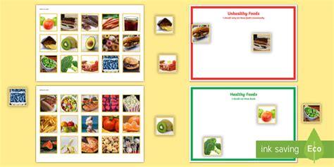 Healthy Food And Unhealthy Food Pictures Activity Twinkl