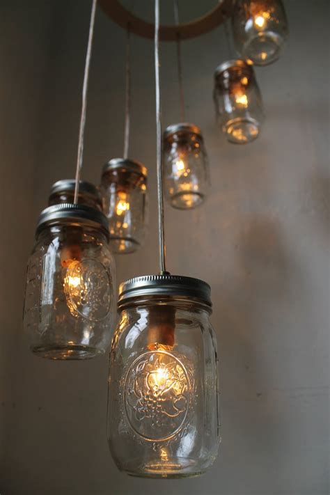 Spiral Mason Jar Chandelier Rustic Hanging Pendant Lighting Etsy Italia