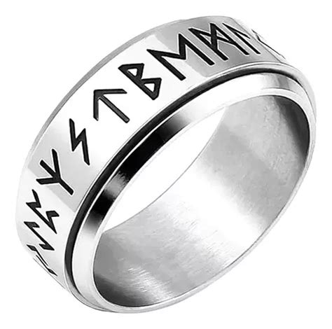 Anillo Vikingo Giratorio Runas Nórdico Inoxidable De Hombre Cuotas