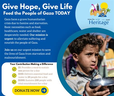 Give Hope, Give Life: Feed the People of Gaza Today Know Thy Heritage, Inc.