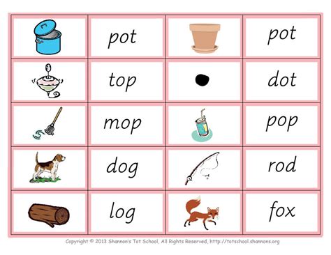 Free Montessori Pink Series Word and Picture Cards « Shannon's Tot School