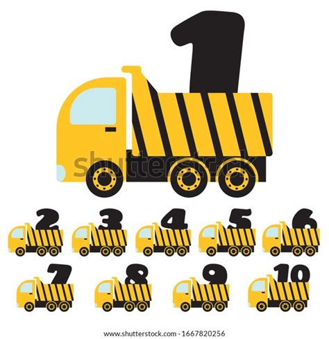 Set Numbers On Construction Truck Numbers Stock Vector Royalty Free